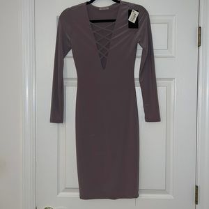 Taupe long sleeve dress